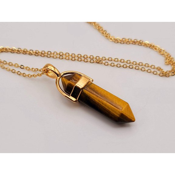 Tiger's Eye Point Necklace Genuine Handmade