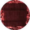 thumbnail image 1 of Ahgly Company Machine Washable Indoor Round Abstract Red Modern Area Rugs, 5' Round, 1 of 4