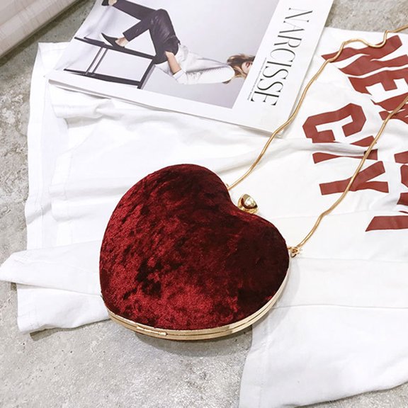 NICERIO Women Shoulder Bags Heart Shape Purse Fashion Plush 1Pcs for Party