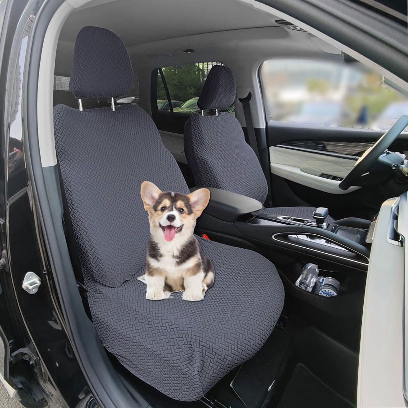 (Pack of 2) All-inclusive Car Front Seat Covers, Universal Auto Front Seats Protector Fits for Car, SUV, Truck, Dark Grey