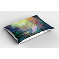 thumbnail image 2 of Ambesonne Ocean Pillow Sham 2 Pack, Coral Reef Aquarium Art, 26"x20", Turquoise Yellow Pink, 2 of 3