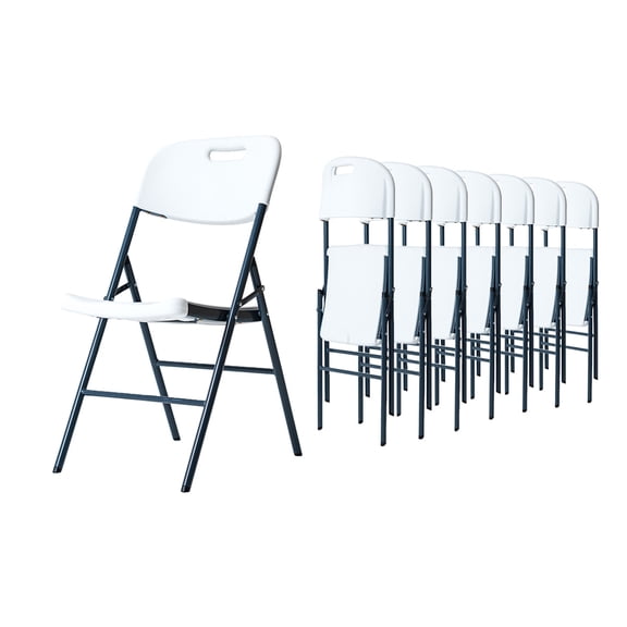 Sillas Plegables de Plástico Blancas  Set 8 Piezas LOOMBER para Patio Exterior