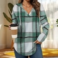 thumbnail image 2 of Dyfzdhu Long Sleeve Shirts For Women Hoodies Long Sleeve Plaid Shirts Lightweight V Neck Oversized Pullover Sweatshirts Casual Fall Sweater Tops Womens Blouses, 2 of 6