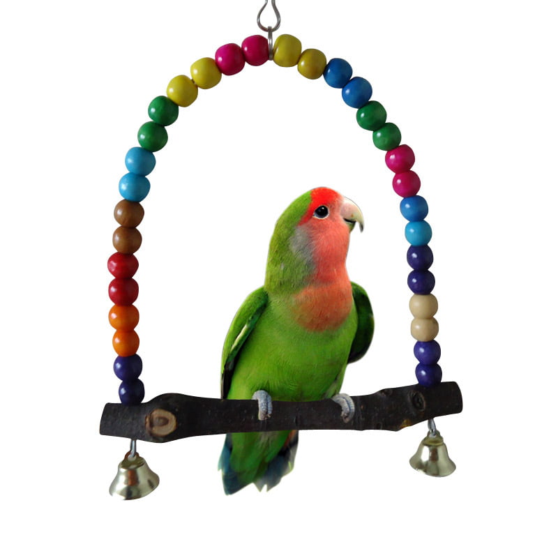 Wood Swing Bird Toy Parrot Cage Toys Parakeet Cockatiel Lovebird Budgie 