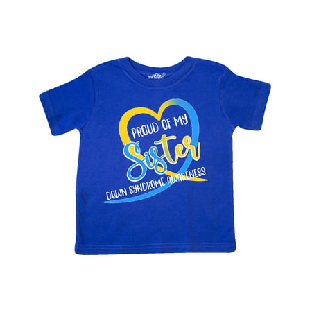 

Inktastic Proud of my Sister Down Syndrome Awareness Heart Ribbon Gift Toddler Boy or Toddler Girl T-Shirt