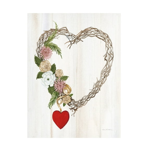 Trademark Fine Art 'Rustic Valentine Heart Wreath I' Canvas Art by Kathleen Parr McKenna