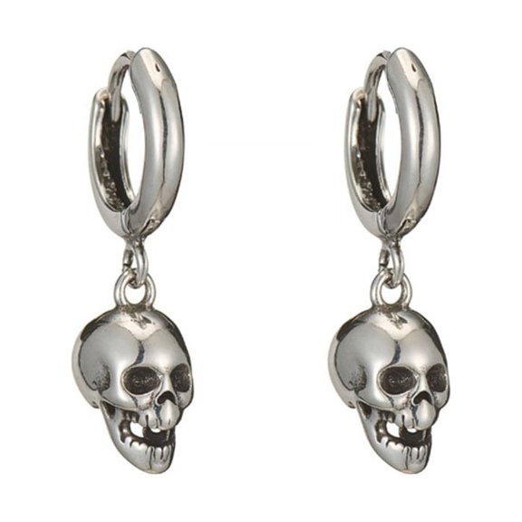 HeroNeo Skull Earrings for Women Men Stud Earrings Gothic Hip Hop Jewelry Skeleton Dangle Earrings Huggie Hinged Hoop Earrings