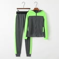 thumbnail image 2 of YUGYXL Sweatsuits for Women 2 Piece Thin Fleece Outfits Casual Color Block Zip Up Hoodie Sweatshirt and Sweatpants Leisure Jogger Tracksuit Set Gift for Wife Green,M, 2 of 10