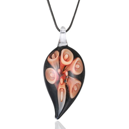 Italian Murano Glass Flower - Bleek2Sheek Handmade Italian Murano-style Glass Fire Orange Flower Chili Pepper Pendant Necklace (United States)