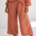 thumbnail image 4 of Morttic Women's 2 Piece Long Sleeve Button Down Shirt & Wide Leg Pants Set – Elegant Solid Color Casual Work Outfit Orange，XL, 4 of 6