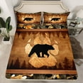 thumbnail image 2 of Homewish Woodland Animal Bear Twin Sheet Sets,Rustic Farmhouse Cabin Twin Fitted Sheet,Rustic Botanical Leaf Flat Sheet For Men Women,Super Cozy Room Decor,3pcs, 2 of 7