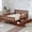 Walnut + Wood + Full, variant on Luckynote Twin Size Solid Wood Platform Bed, with Drawers and Guard, Walnut