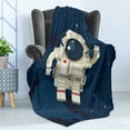 thumbnail image 4 of Astronaut Soft Flannel Fleece Throw Blanket, Illustration of a Single Man in Space Costume Exploring Waving, Cozy Plush for Indoor and Outdoor Use, 50" x 70", Dark Blue Grey Yellow, by Ambesonne, 4 of 5