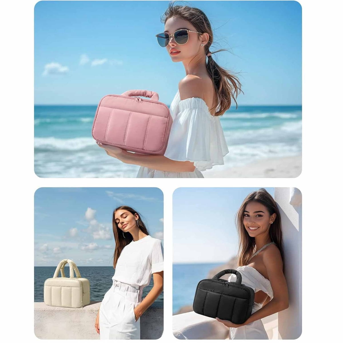 Luxury Travel Toiletry Bag, Puffy Large Toiletry Bag for Women, Lightweight Cosmetic Makeup Bag Organizer with Handle for Traveling, Accessories, Essentials, Toiletries