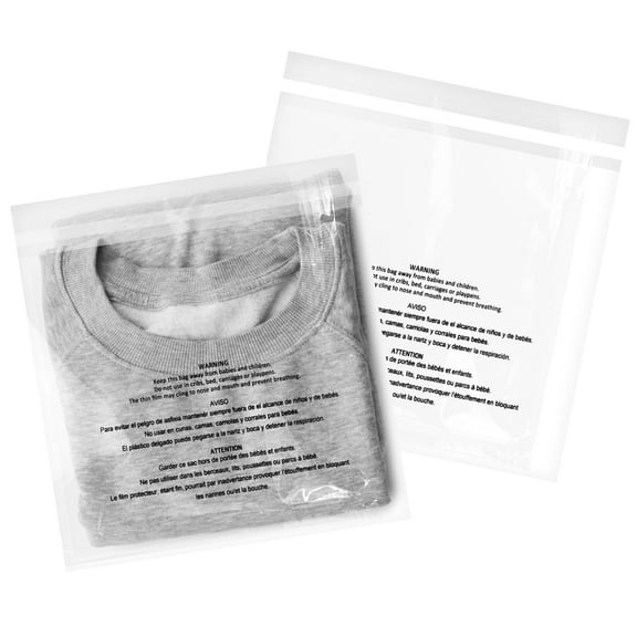 iMailer - 200 Pcs - 8" x 10",Clear Poly Bags with Suffocation Warning Self Seal 1.6 Mil for Clothing, T-Shirt, Brochure, Prints, Handicraft Gift-Permanent Glue