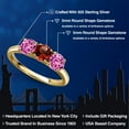 thumbnail image 2 of Gem Stone King 18K Yellow Gold Plated Silver Red Garnet and Pink Created Sapphire Engagement Ring for Women | 1.65 Cttw | Round 5MM | Gemstone January Birthstone | Size 6, 2 of 6