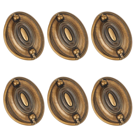 6sets Alloy with Iron Drawer Pull Drop Swing Handles Cabinet Handles Doorknob Accessories with Screw Oval Red Copper 59x80x21mm Alloy
