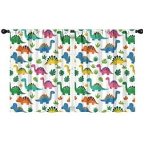 Blackout Kids Curtains,Vivid Colored Dinosaur and Leaf Pattern Childrens Insulated Curtains Set Of 2,Bedroom Essentials,Toddler Room Decor 42"x54"