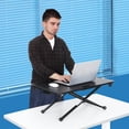 thumbnail image 2 of AIMEZO Height Adjustable Standing Desk Converter Gas Spring Stand Up Desk Converter Tabletop Sit to Stand Monitor Riser with Scissor Lift Height Adjustment, Laptop PC Desktop, 2 of 8