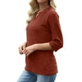 thumbnail image 3 of LIaqionyy Women V Neck Sweaters Pullover Lightweight Knitted 3/4 Sleeve Fall Fashion Blouse Tunic Tops, 3 of 7