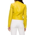 thumbnail image 3 of NEW HOT Women Yellow Lambskin Real Leather Jacket Motorcycle Slim Fit Coat W196, 3 of 4
