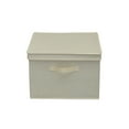 thumbnail image 5 of Household Essentials Square Storage Box With Lid, 15”x15”x10”, Canvas Sides With Sturdy Sides, Closet or Storage Room Organization, Includes Handle for Easy Access, Cream Linen, 5 of 7