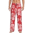 thumbnail image 2 of Goofa Red Hibiscus Flower Printed Soft Pajama Pants for Men, Wide Leg Comfy Casual Lounge Yoga Pants-X-Large, 2 of 9