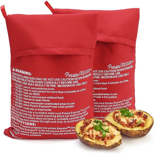 Microwave Potato Bag (2 Pack), Reusable Cooker Bag for Potatoes, Corn, Sweet Potatoes