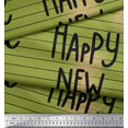 thumbnail image 2 of Soimoi Green Georgette Viscose Fabric Stripe & Happy New Year Text Printed Fabric 1 Yard 42 Inch Wide, 2 of 3