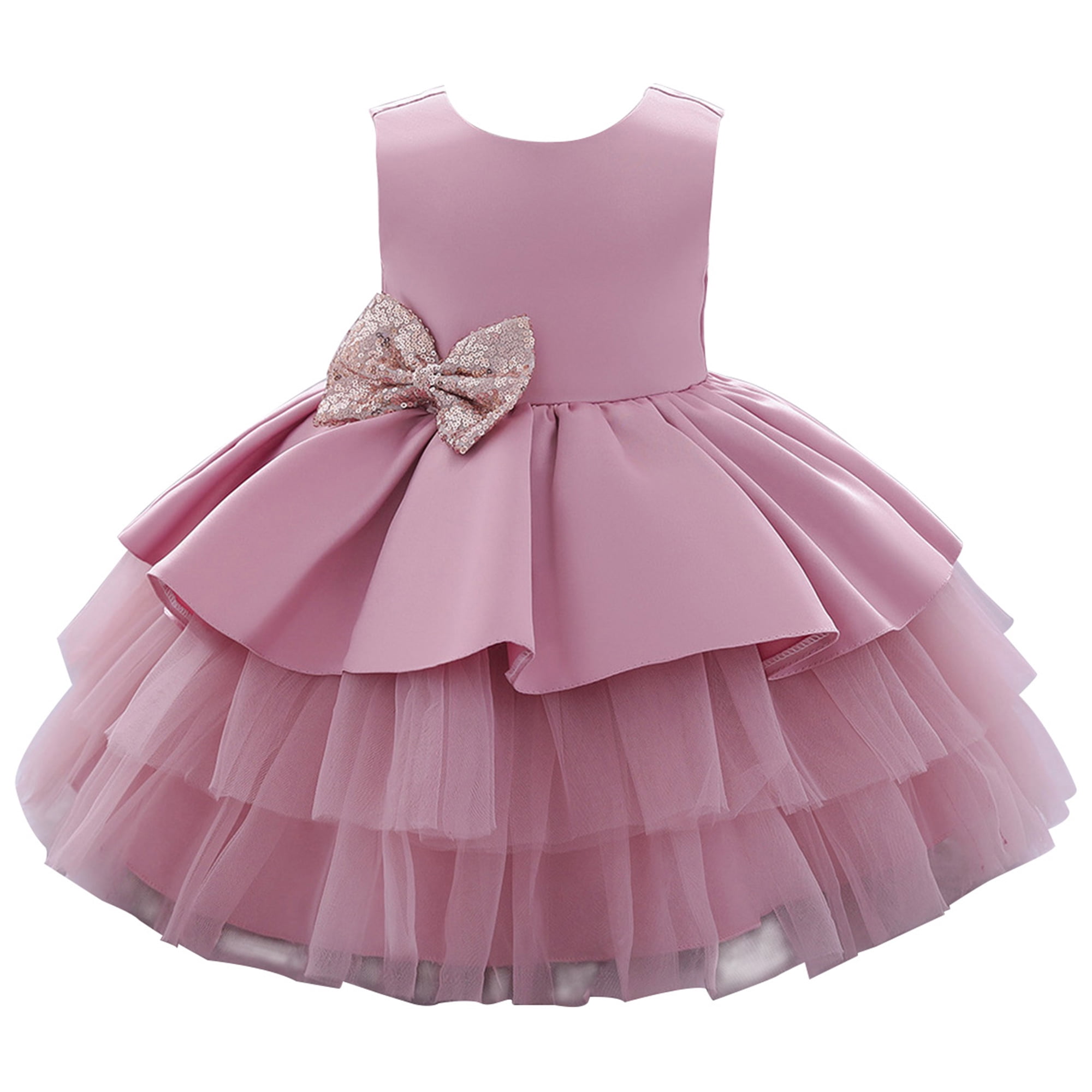 Cute Bowknot Baptism Dresses Infant Baby Girl Dress Pageant Christening Gowns 