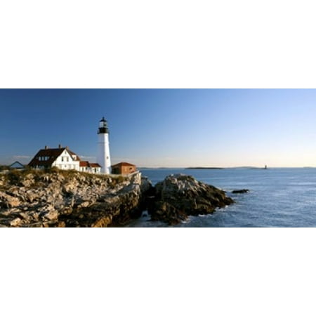 Cumberland Four Light Lighthouse on the coast Portland Head Lighthouse Ram Island Ledge Light Portland Cumberland County Maine USA Stretched Canvas - Panoramic Images (30 x 14) ()