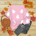 thumbnail image 4 of Arlun Halloween Sweatshirts for Women Cute Ghost Graphic Crewneck Sweatshirts Womens Cute Printed Long Sleeve Loose Lightweight Tops 2025 Fall Winter Hoodles Pullovers Pink S, 4 of 4