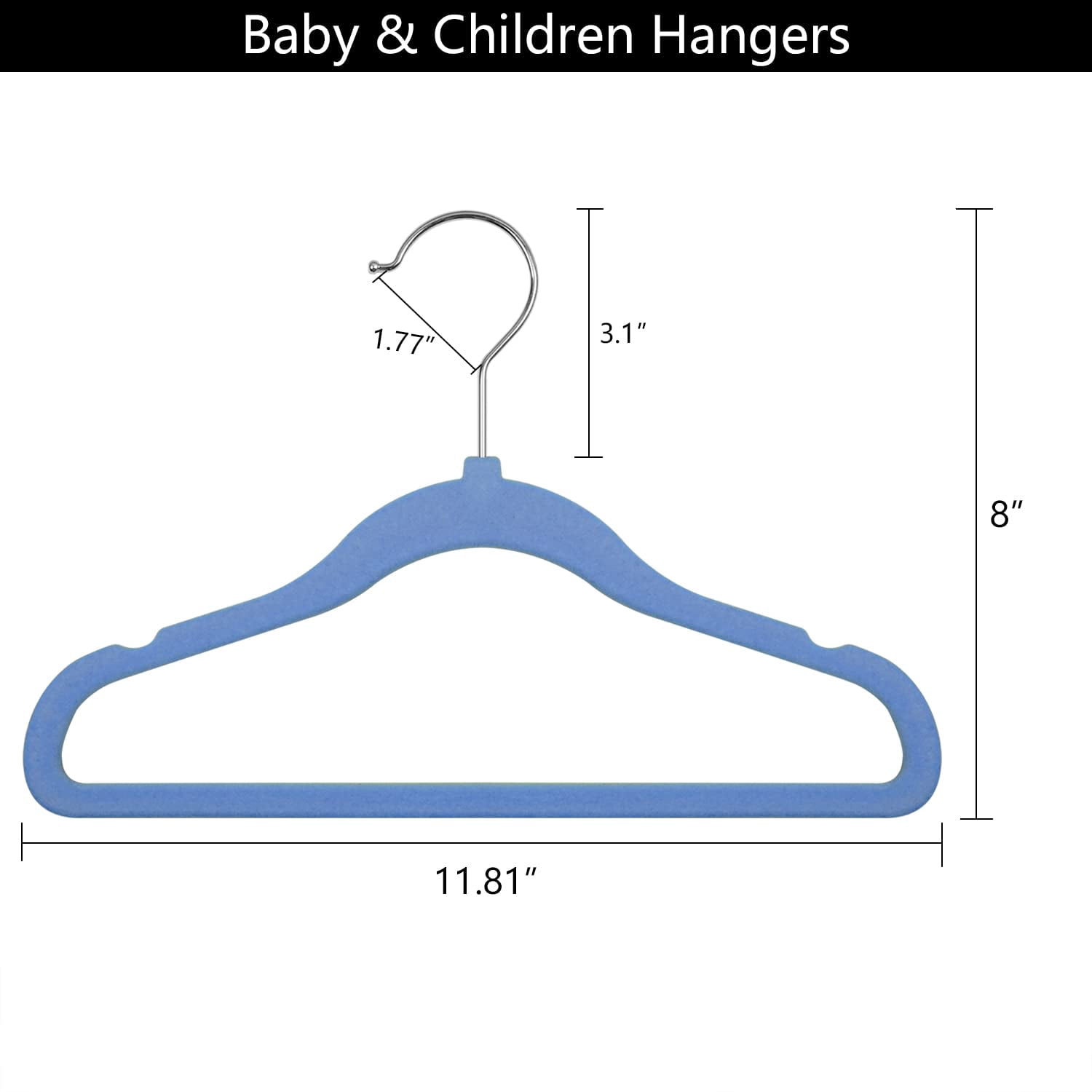 Kids Velvet Hangers 50 Pack 11.8 Inch Non-Slip Baby Toddler Clothes Hangers with Notches and Swivel Hooks Space-Saving Beige