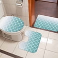 thumbnail image 5 of Turquoise Gradient Bathroom Rugs Set Morocco Trellis Non Slip Absorbent Soft Bath Mats 3 Piece Set with Bathroom Rug, U-Shaped Floor Mat, Toilet Seat Cover Small Size, 5 of 9