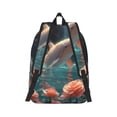 thumbnail image 2 of Bixox Flower White Dolphin Printing Canvas Backpack Lightweight Casual Travel Backpack School Backpack Fits 15.6 Inch Notebook, 2 of 5
