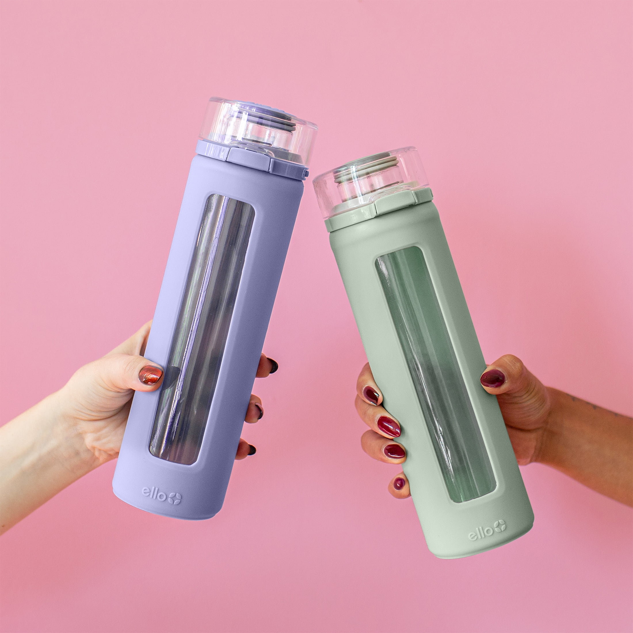 Ello Clara 20oz Glass Water Bottle with Silicone Sleeve