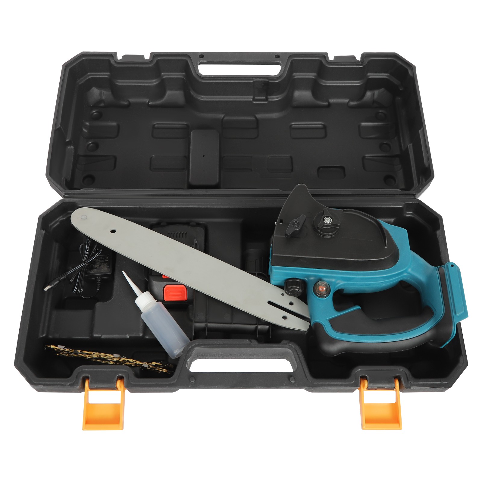 Miumaeov 21V Handheld Electric Chainsaw 12" Cordless Chain Saw Rechargeable Wood Cutter Tool with Carry Case