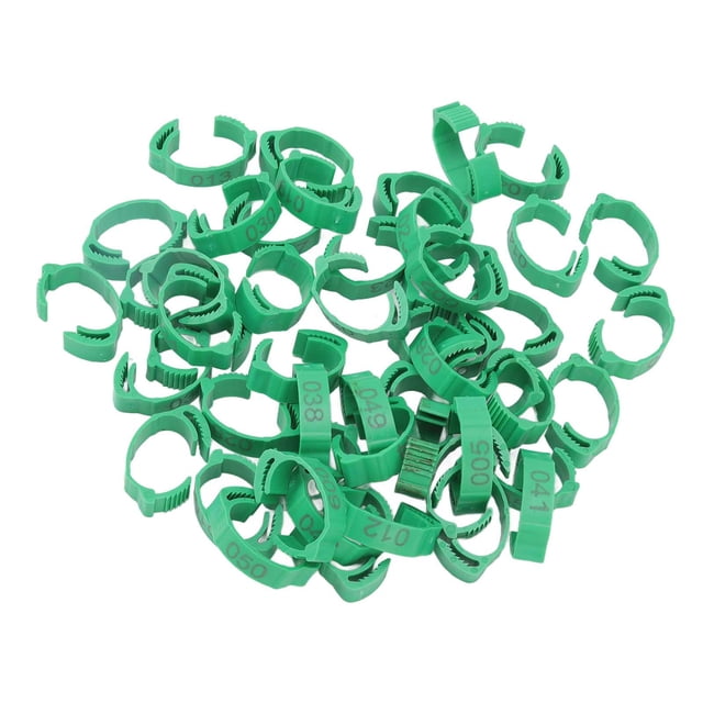 Anillos para patas de aves de corral, 50 piezas Anillos para patas de pájaros Anillos para patas de pollo Bandas de identificación de pollo Parte superior de la línea Jadeshay A