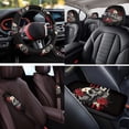 thumbnail image 4 of Binienty Gothic Skull Auto Seat Covers Front and Rear Bench Protectors Red Rose Carseat Covers with Headrest Cover Seatbelt Pads Armrest Cover Steering Wheel Cover Automotive Interior Accessories, 4 of 8