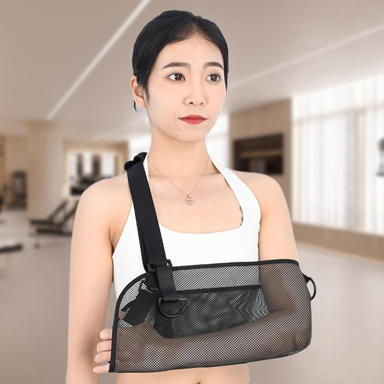 Hemvt Adjustable Shoulder Immobilizer Brace, Breathable Mesh Arm Sling for Rotator Cuff, Post-Surgery Support, Comfortable Elbow & Arm Brace for Men Women, Convenient & Durable