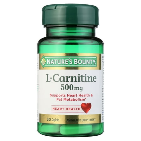 Nature's Bounty L-Carnitine, Amino Acid Supplement, Supports Heart Health, 500mg, Caplets, 30 Ct