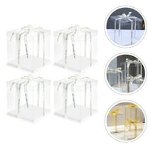 SEWCHICS Mini Dessert Cake Boxes Square Design 4Pcs for Birthday Party