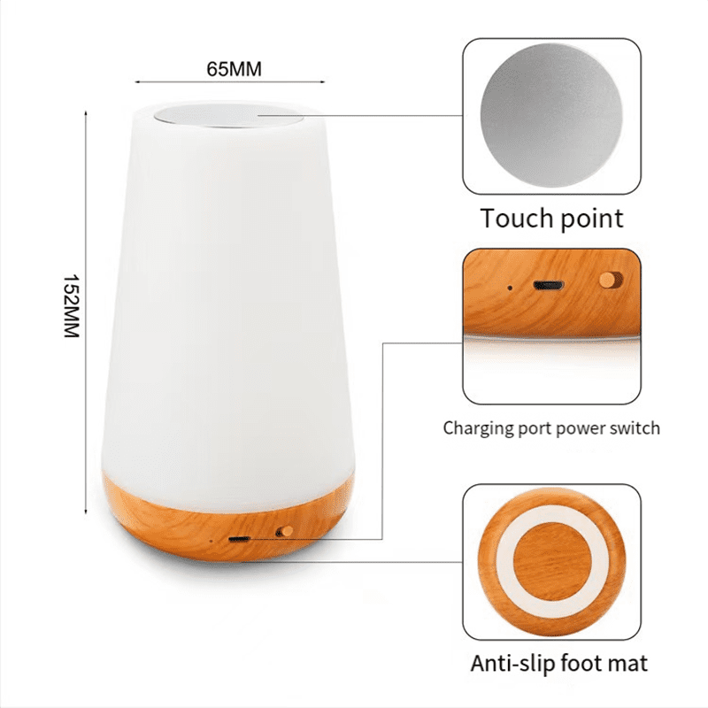Dimmable Touch Night Light Table Lamp, 13 Colors RGB with 5 Brightness Levels, Rechargeable Portable Bedside Lamp for Bedroom Baby Room
