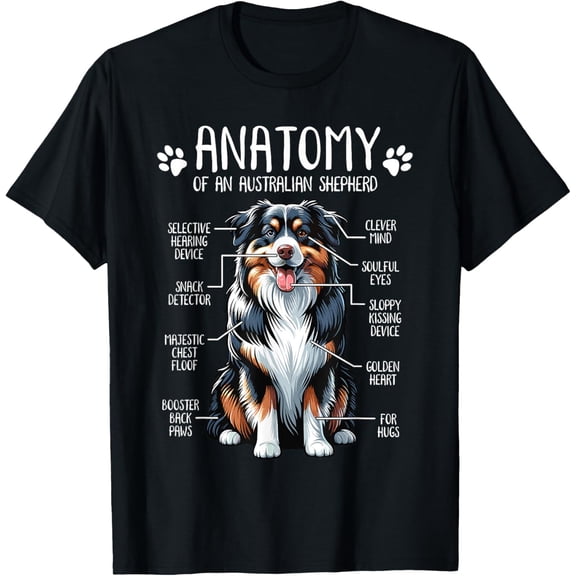 t-shirt Funny Anatomy Australian Shepherd Dog Lover Aussie Owner T-Shirt.