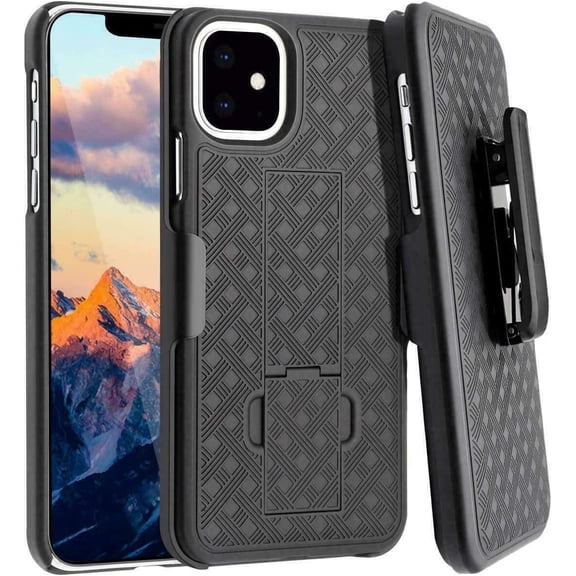 for Apple iPhone 11 Slim Heavy Duty Combo Holster Shell With Swivel Belt Clip Kickstand Rugged Phone Cover For iPhone 116.1 Inch