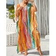 thumbnail image 3 of Bsubseach Print Kaftan V Neck Swim Cover Ups for Women Summer Outfits Summer Beach Maxi Dresses, 3 of 6