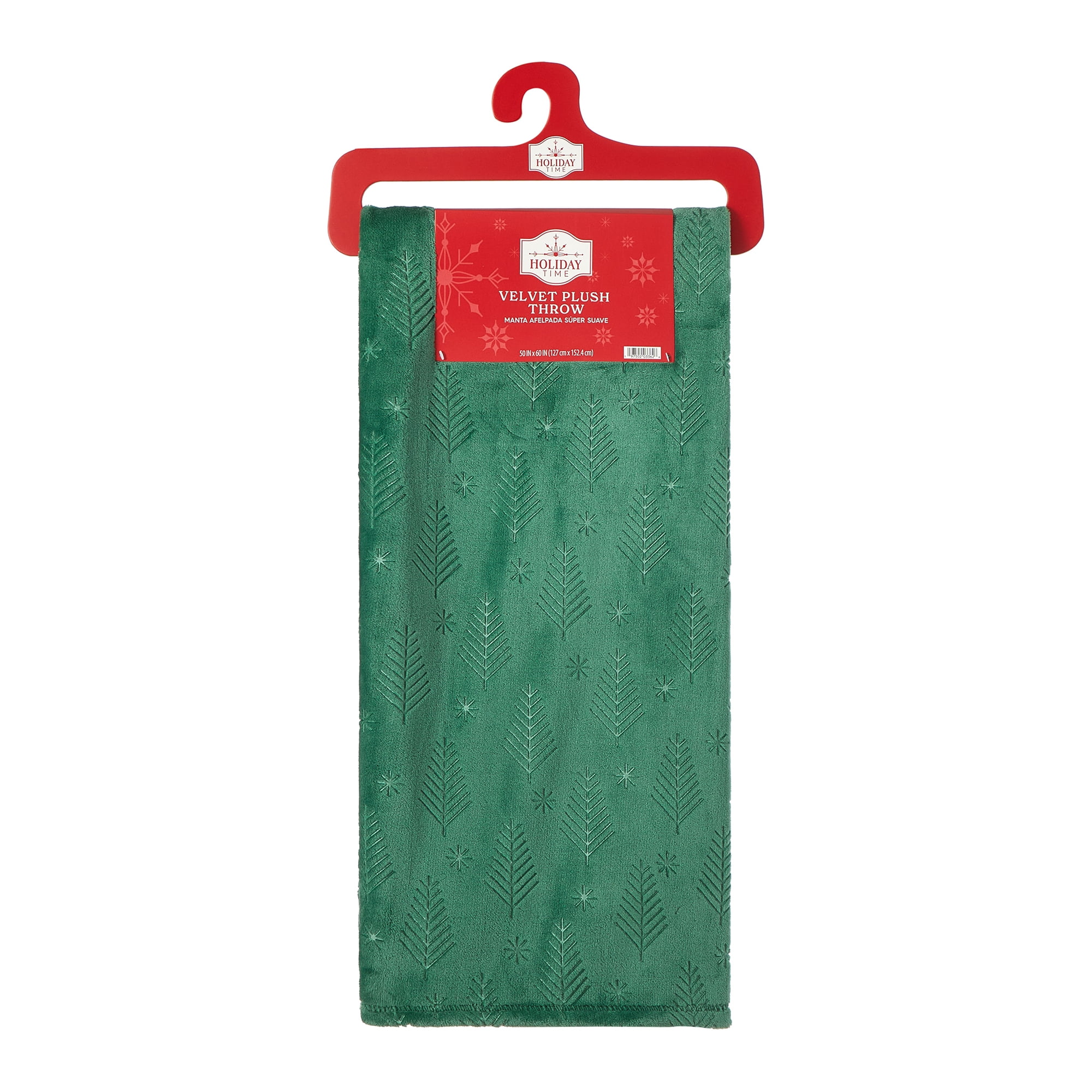 Holiday Time 50"x60" Green Trees Plush Throw, All Ages