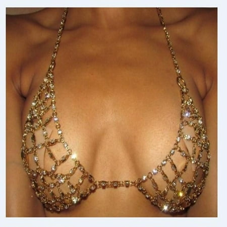 Women's Breast Chains Rhinestone Body Chain Bikini Bra Chain