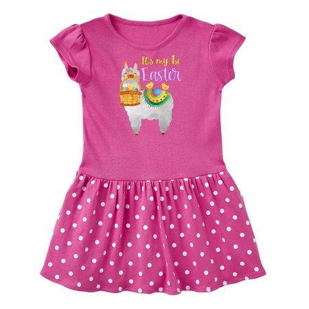 

Inktastic It s My 1st Easter Llama with Basket of Eggs Gift Baby Girl Dress