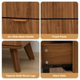 thumbnail image 4 of 3 Drawer Nightstand with Charging Station, Mid Century Modern Wide Nightstand with Drawers, Fluted Nightstand Dresser for Bedroom Bedside Table, Living Room End Table with Storage - Walnut, 4 of 5